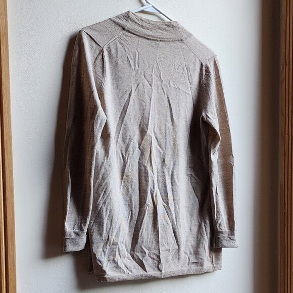Talbots Taupe 100% Pure Italian Merino Wool Open Cardigan Size Petite Sm… - Picture 8 of 12